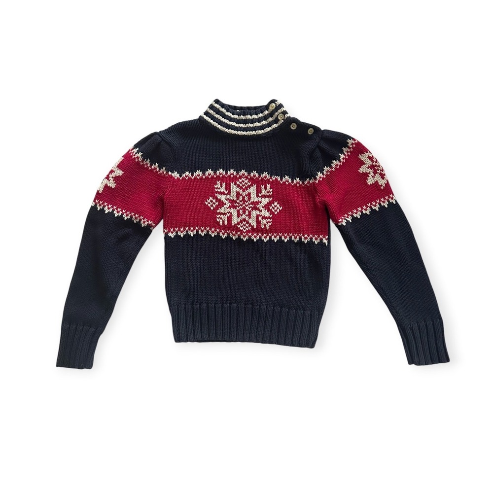 Chaps Snowflake Sweater Navy Blue 6X Kids